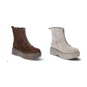 Portland Boot Co - Faux Suede Zip Lug Sole Ankle Boots 7.5